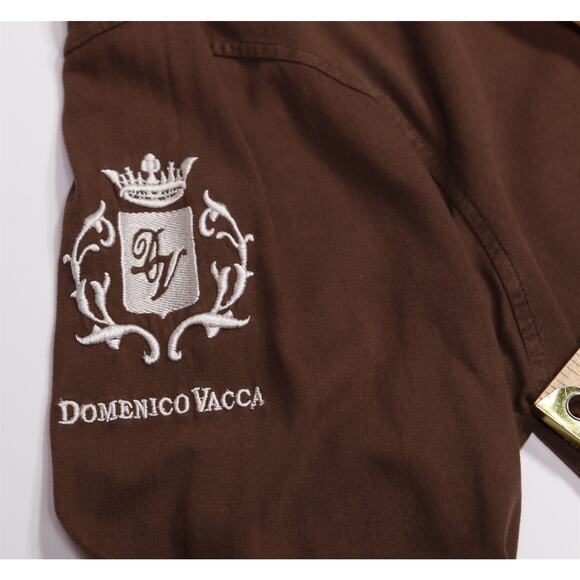 Domenico Vacca Brown Long Sleeve Polo Shirt Huge Logo Men's XXL - Picture 3 of 7